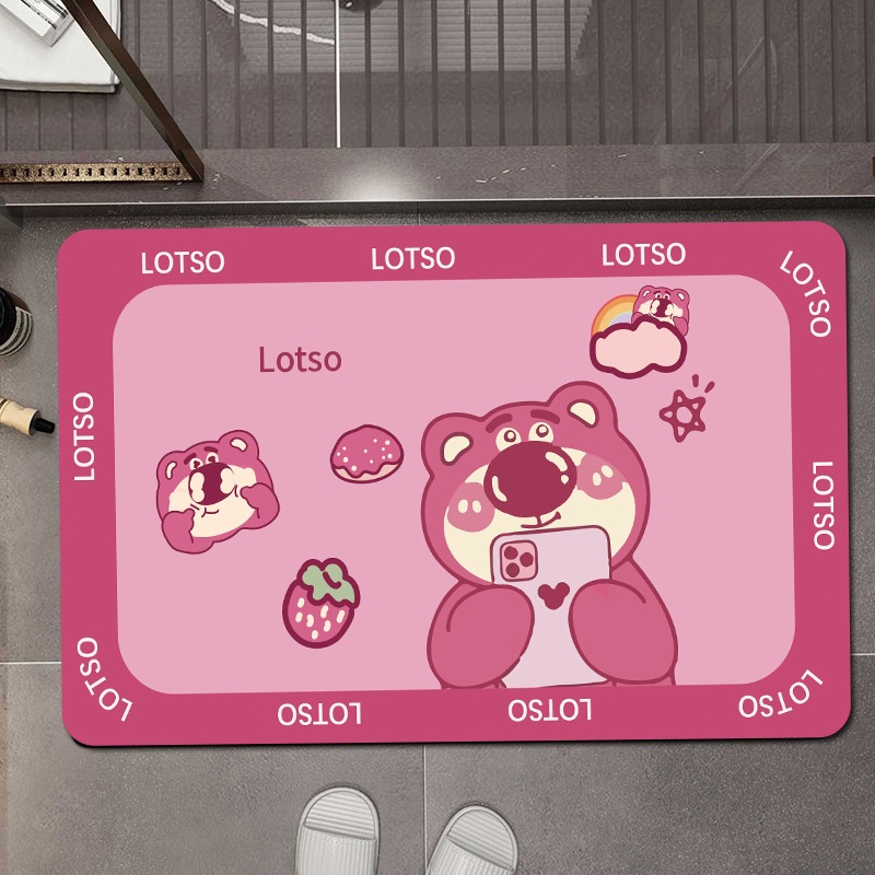 Thảm Chân Gấu Dâu LOTSO 60x40cm(Loại Vải,Đế Chống Trượt)