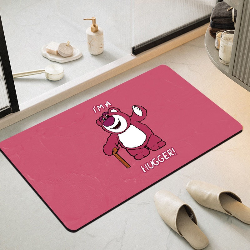 Thảm Chân Gấu Dâu LOTSO 60x40cm(Loại Vải,Đế Chống Trượt)