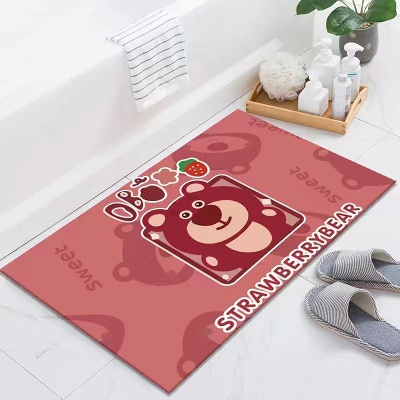 Thảm Chân Gấu Dâu LOTSO 60x40cm(Loại Vải,Đế Chống Trượt)