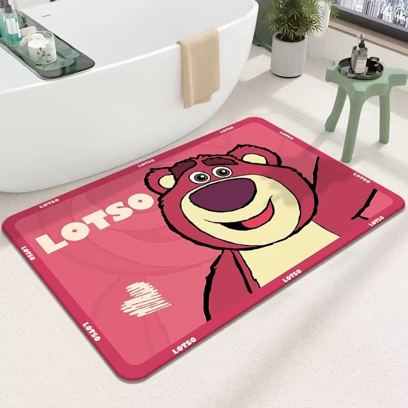 Thảm Chân Gấu Dâu LOTSO 60x40cm(Loại Vải,Đế Chống Trượt)