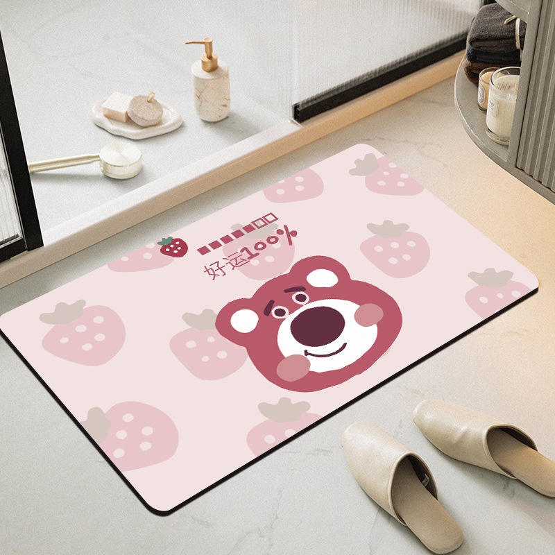 Thảm Chân Gấu Dâu LOTSO 60x40cm(Loại Vải,Đế Chống Trượt)