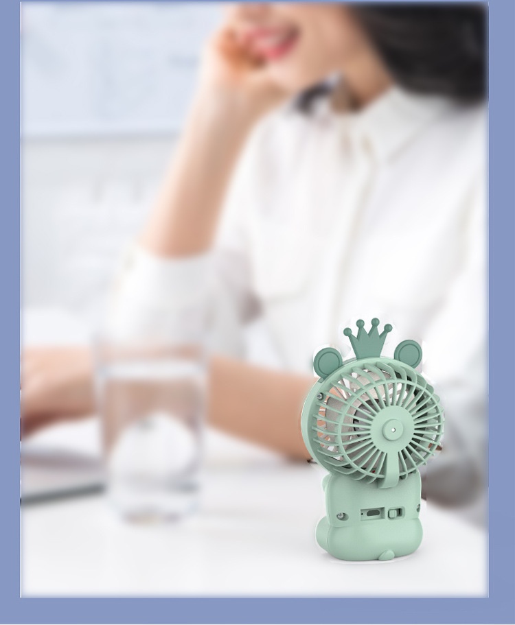 Quạt Tích Điện Cầm Tay Hình Thỏ Cute Có Đèn Kèm Dây Sạc USB NO.HK59-5