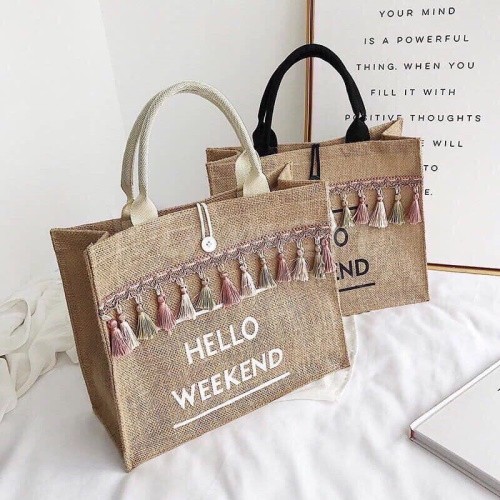 Túi Cói HELLO WEEKEND Siêu Hot Chụp Ảnh Checkin Sang Choảnh