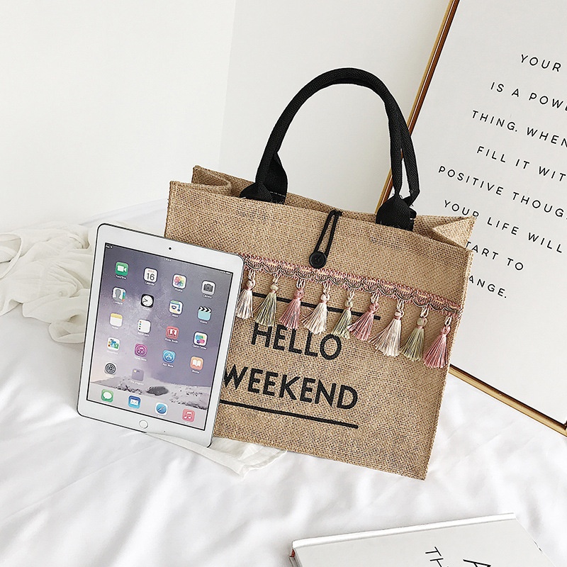 Túi Cói HELLO WEEKEND Siêu Hot Chụp Ảnh Checkin Sang Choảnh