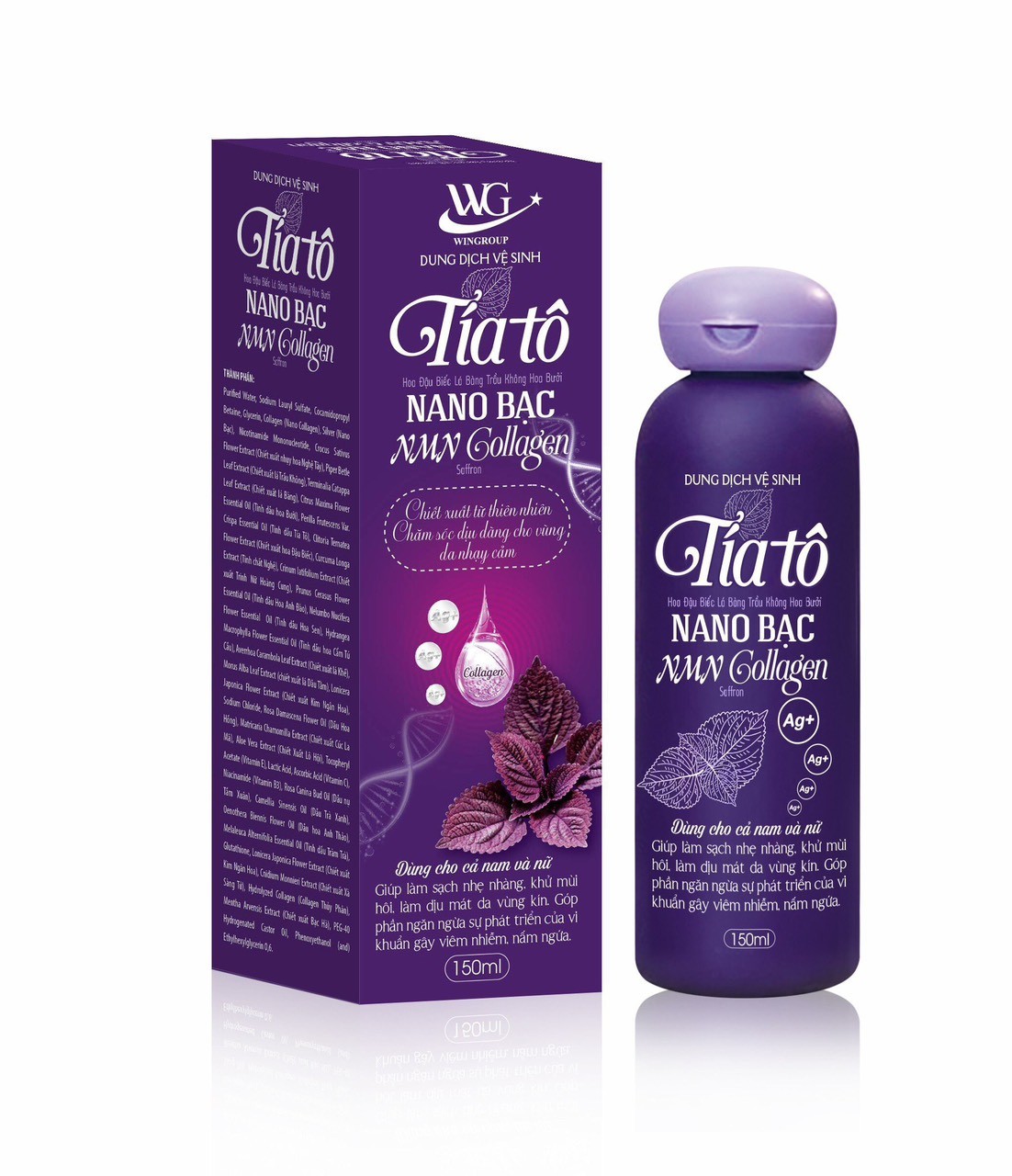 Dung Dịch Vệ Sinh Phụ Nữ Tía Tô Nano Bạc 150ml Chai Tròn MV995490