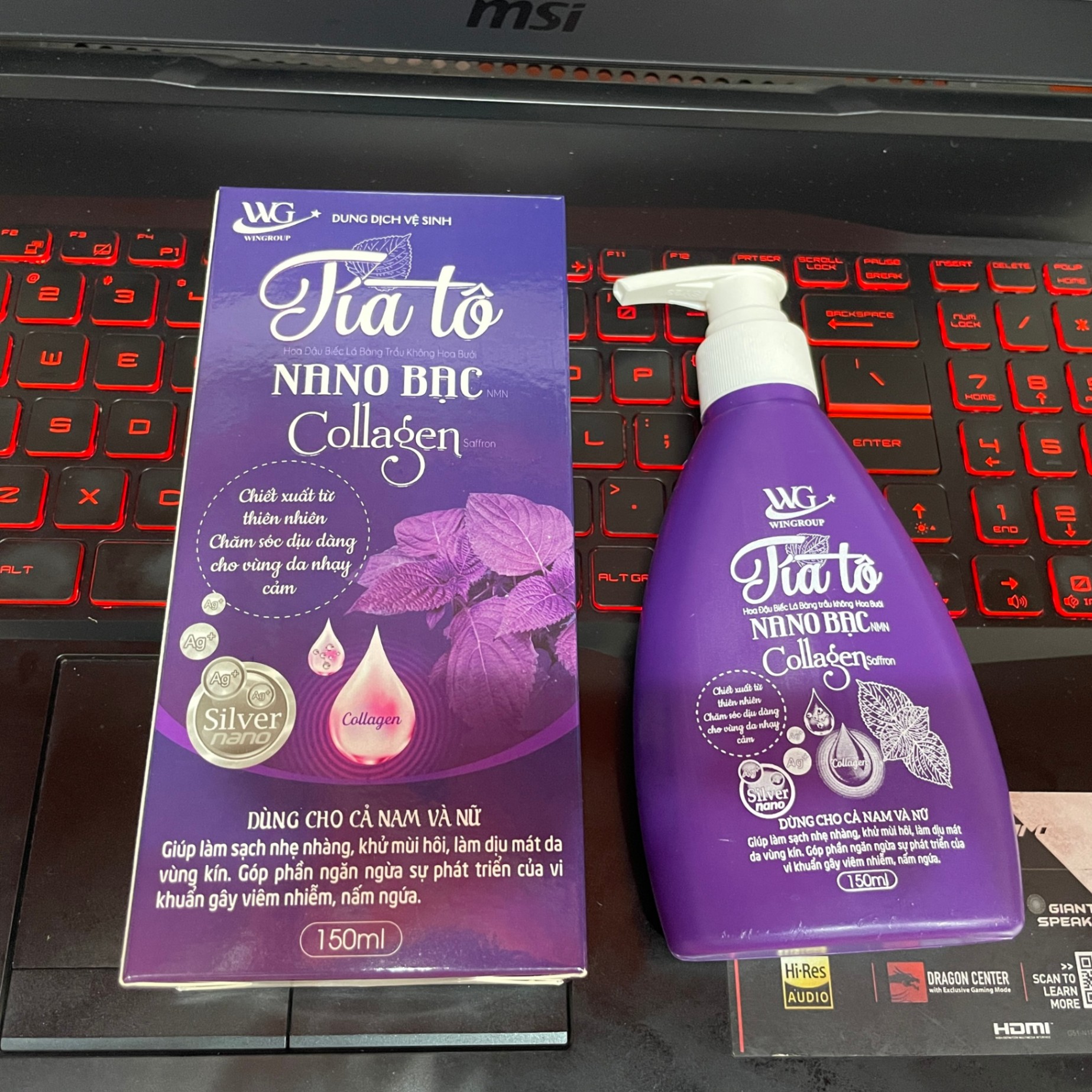 Dung Dịch Vệ Sinh Tía Tô Nano Bạc Collagen 150ml ( Chai Dẹp Tím )