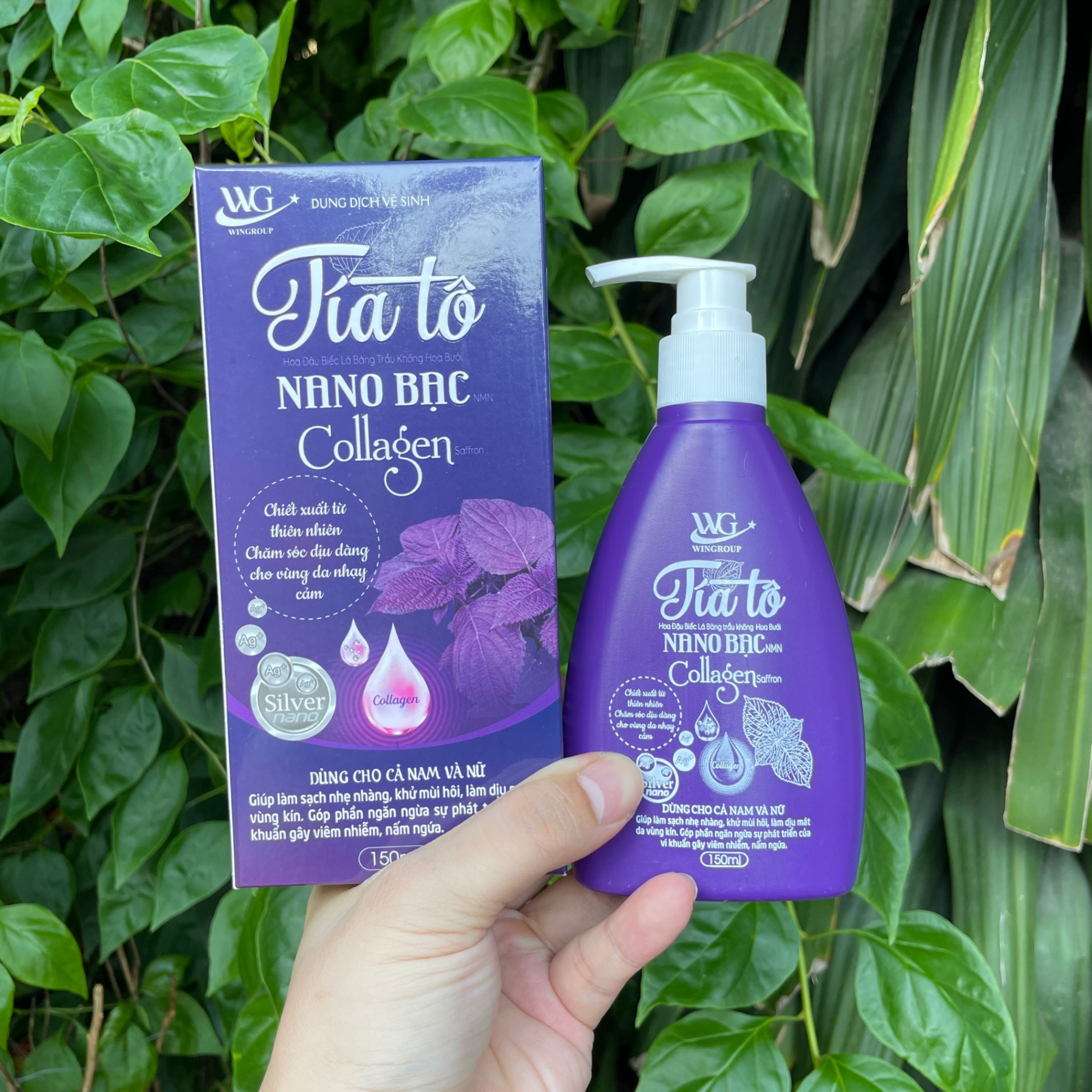 Dung Dịch Vệ Sinh Tía Tô Nano Bạc Collagen 150ml ( Chai Dẹp Tím )