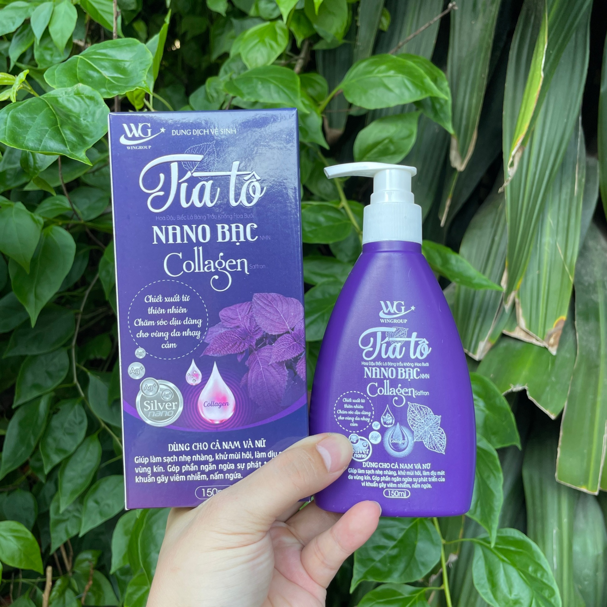 Dung Dịch Vệ Sinh Tía Tô Nano Bạc Collagen 150ml ( Chai Dẹp Tím )