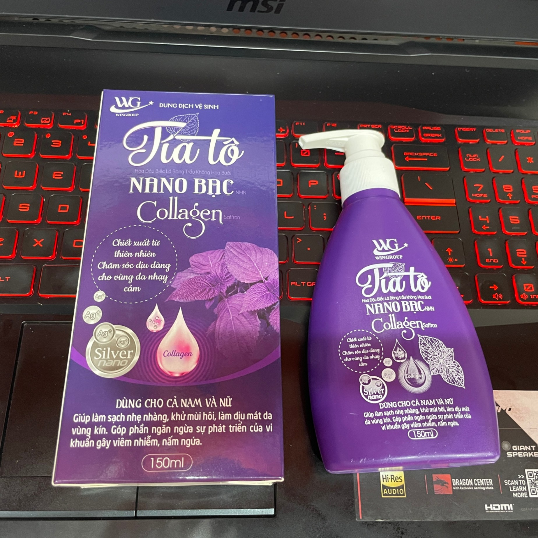 Dung Dịch Vệ Sinh Tía Tô Nano Bạc Collagen 150ml ( Chai Dẹp Tím )