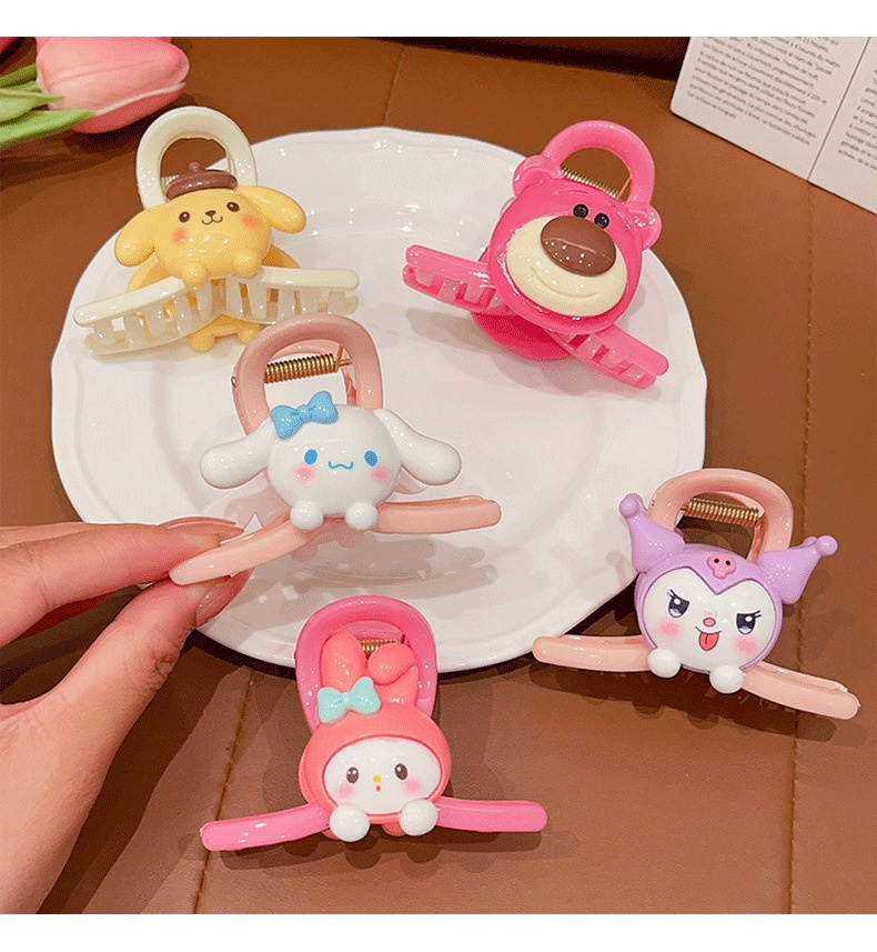 Set 4 Kẹp Tóc Càng Cua Siêu Cute Gấu Lotso Thỏ MELODY KUROMI