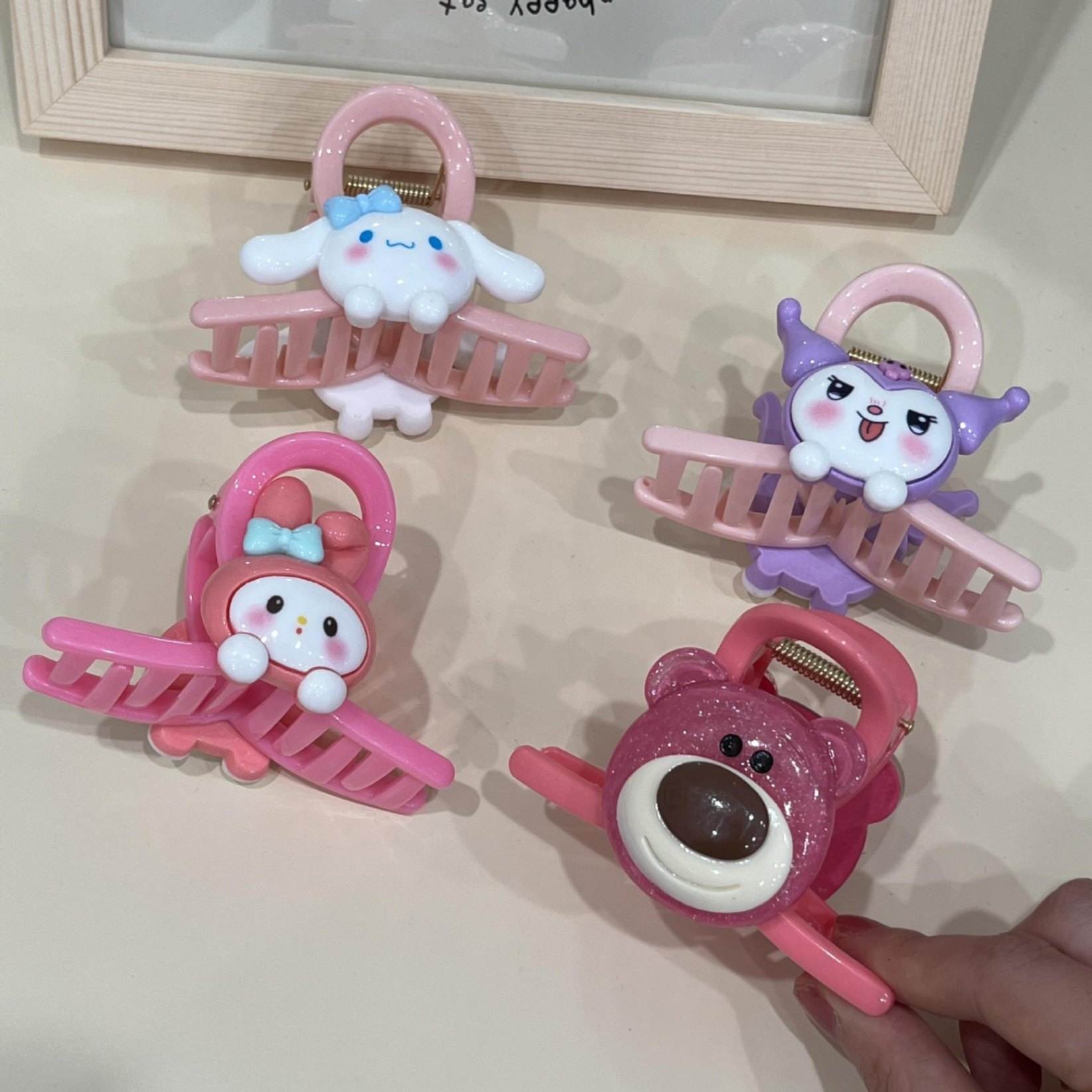 Set 4 Kẹp Tóc Càng Cua Siêu Cute Gấu Lotso Thỏ MELODY KUROMI