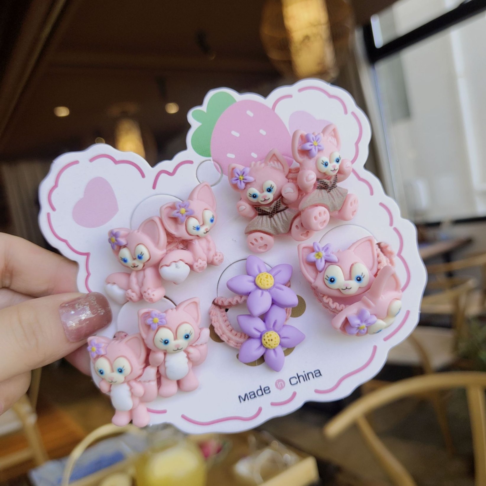 Set 10 Dây Buộc Tóc HOẠT HÌNH THÚ TRÁI CÂY CUTE Cho Bé Gái ( Vỉ Giấy Mặt Gấu )