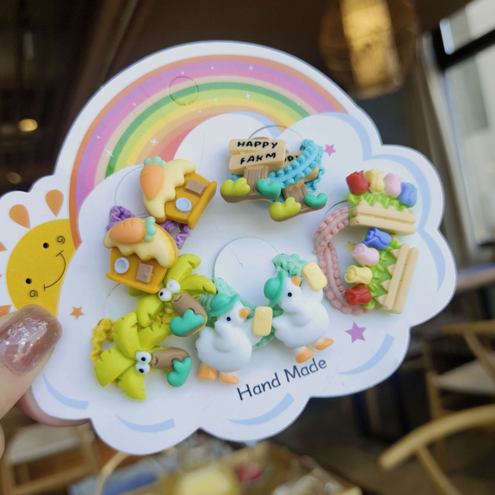 Set 10 Dây Buộc Tóc HOẠT HÌNH THÚ TRÁI CÂY CUTE Cho Bé Gái ( Vỉ Giấy Mặt Gấu )