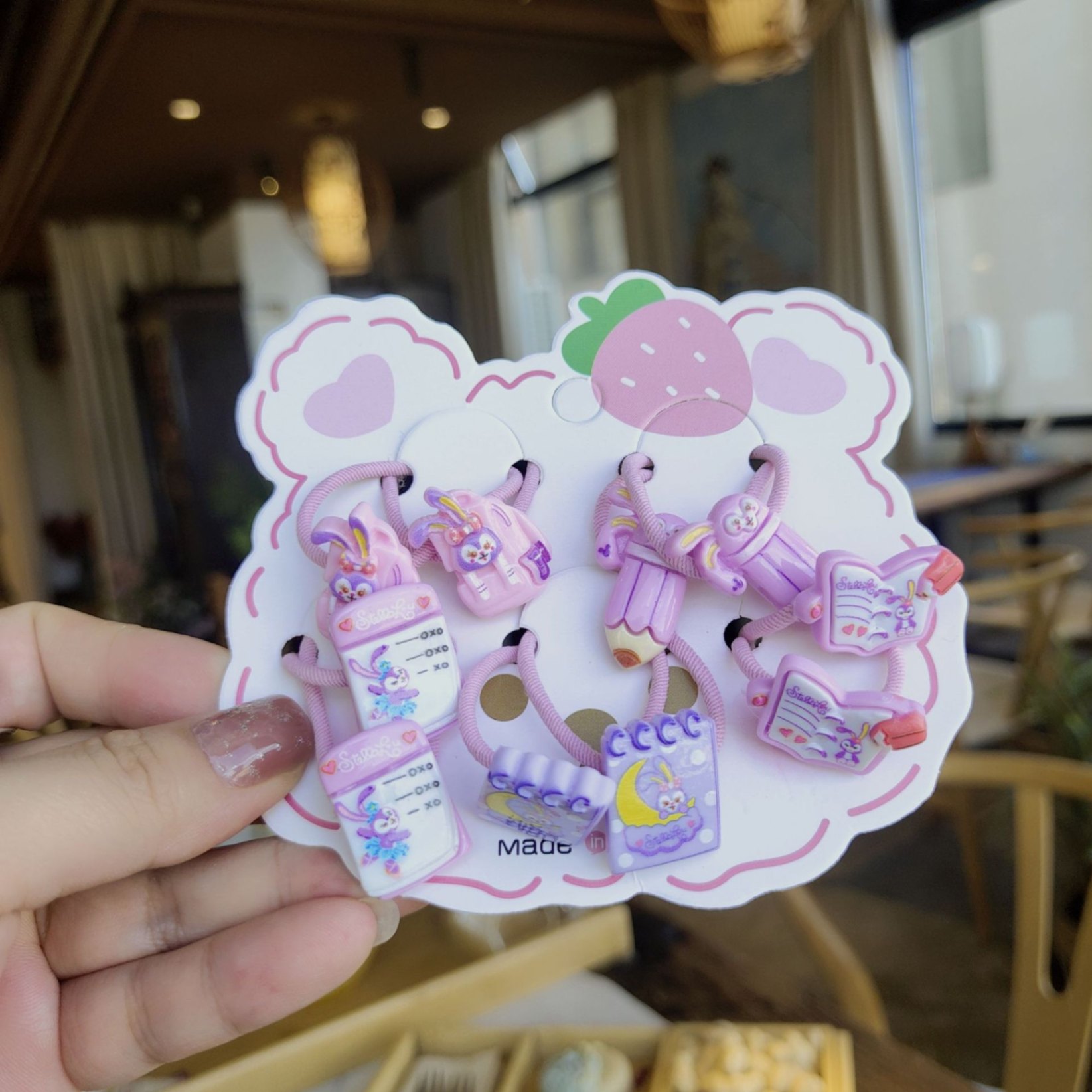 Set 10 Dây Buộc Tóc HOẠT HÌNH THÚ TRÁI CÂY CUTE Cho Bé Gái ( Vỉ Giấy Mặt Gấu )