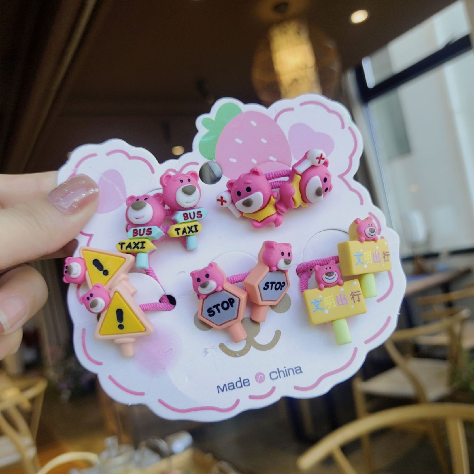 Set 10 Dây Buộc Tóc HOẠT HÌNH THÚ TRÁI CÂY CUTE Cho Bé Gái ( Vỉ Giấy Mặt Gấu )