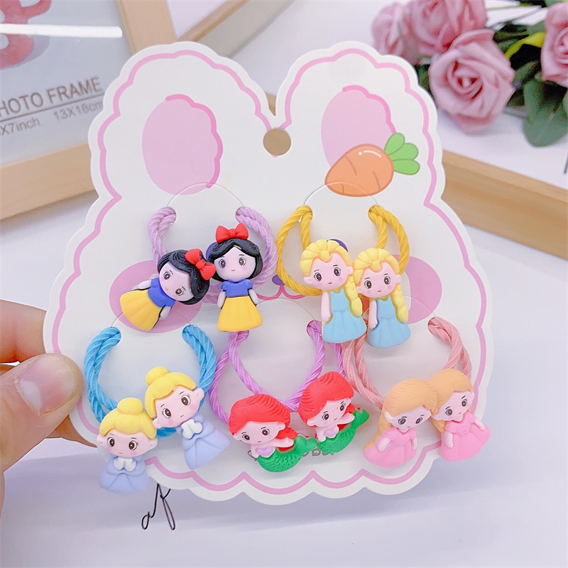 Set 10 Dây Buộc Tóc HOẠT HÌNH THÚ TRÁI CÂY CUTE Cho Bé Gái ( Vỉ Giấy Mặt Gấu )