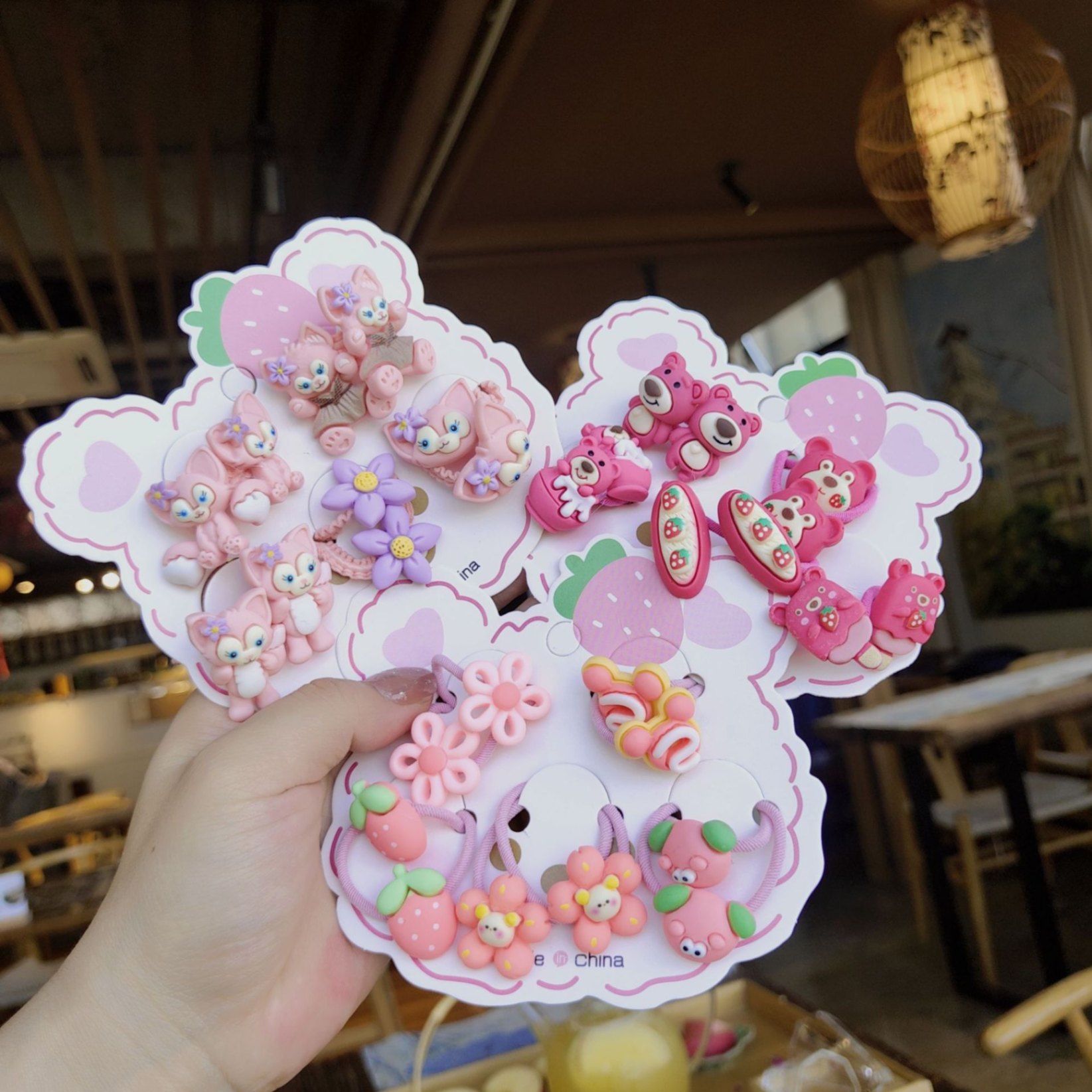 Set 10 Dây Buộc Tóc HOẠT HÌNH THÚ TRÁI CÂY CUTE Cho Bé Gái ( Vỉ Giấy Mặt Gấu )