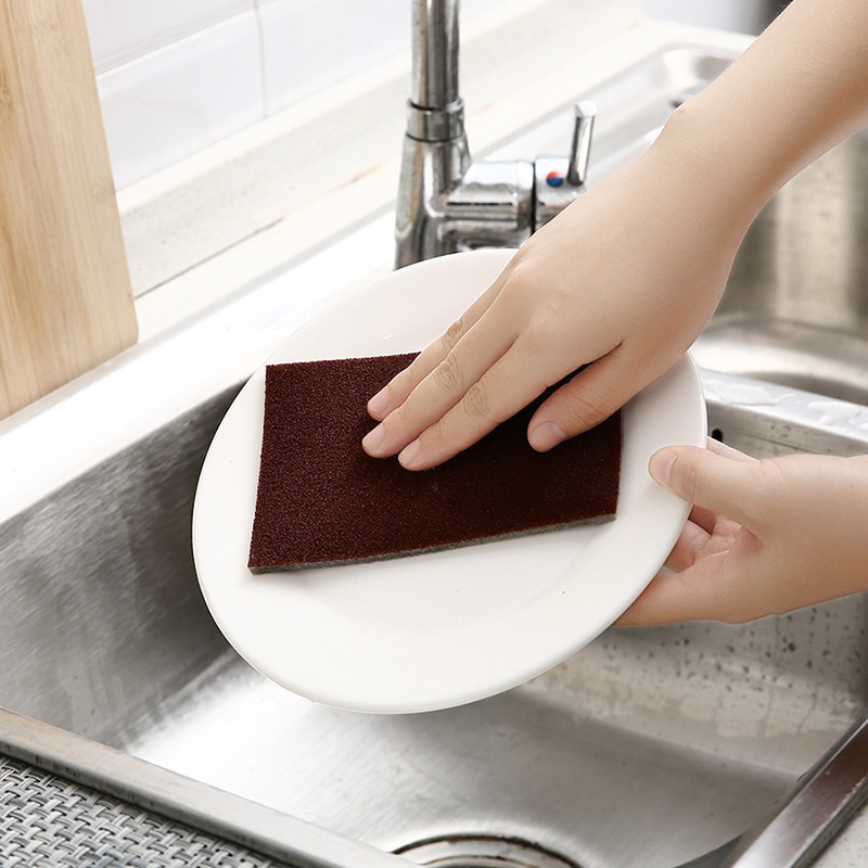 BÁN LẺ 1 Miếng Cọ Xoong Rửa Bát 2 Mặt(Nâu Mỏng) - 9x7cm(lẻ 1 cái)