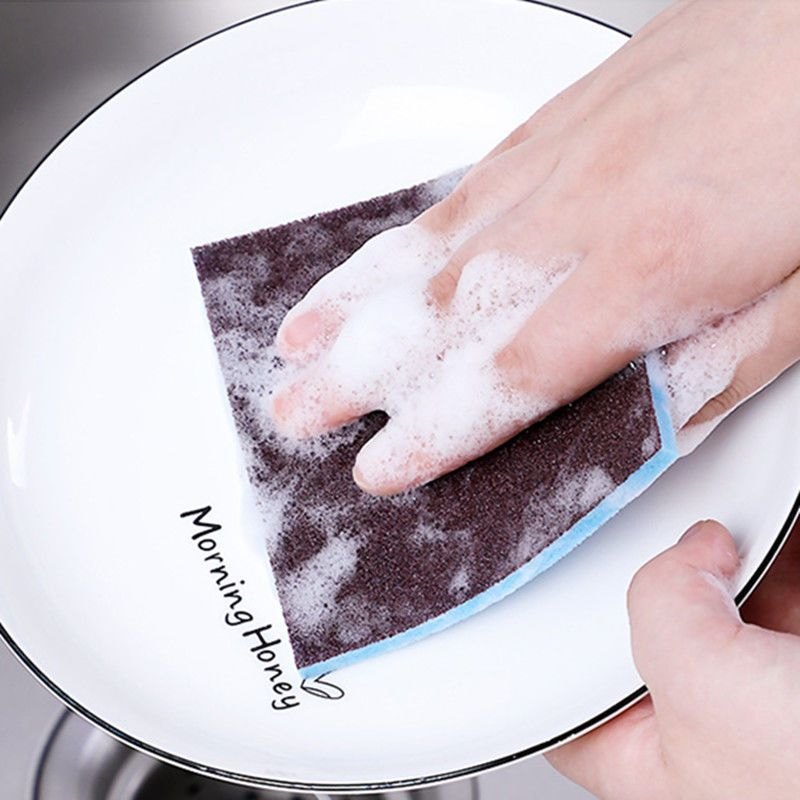 BÁN LẺ 1 Miếng Cọ Xoong Rửa Bát 2 Mặt(Nâu Mỏng) - 9x7cm(lẻ 1 cái)