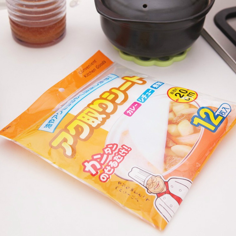 Gói 12 Giấy Hút Dầu Mỡ 20cm Nhật Bản Trên Bề Mặt Món Ăn C-305