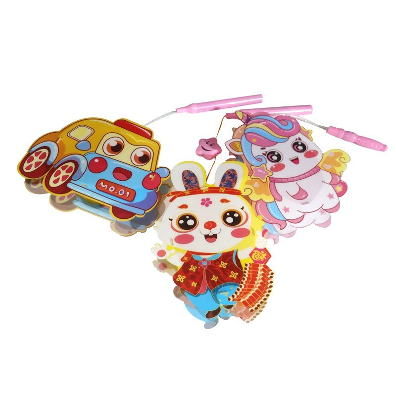 Đèn Lồng Có Đèn LED Nhấp Nháy 3 Chế Độ Hình Nhân Vật Hoạt Hình Cute (DIY TỰ RÁP - LOẠI NHỰA CÓ ĐÈN LED)/KO NHẠC)