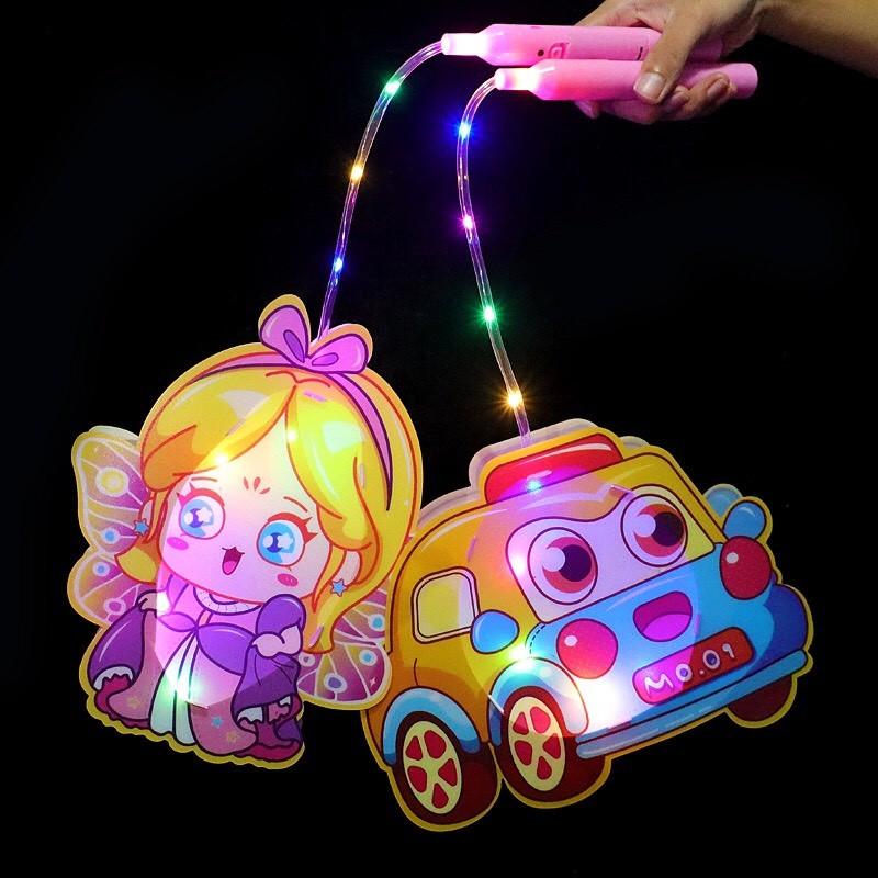 Đèn Lồng Có Đèn LED Nhấp Nháy 3 Chế Độ Hình Nhân Vật Hoạt Hình Cute (DIY TỰ RÁP - LOẠI NHỰA CÓ ĐÈN LED)/KO NHẠC)