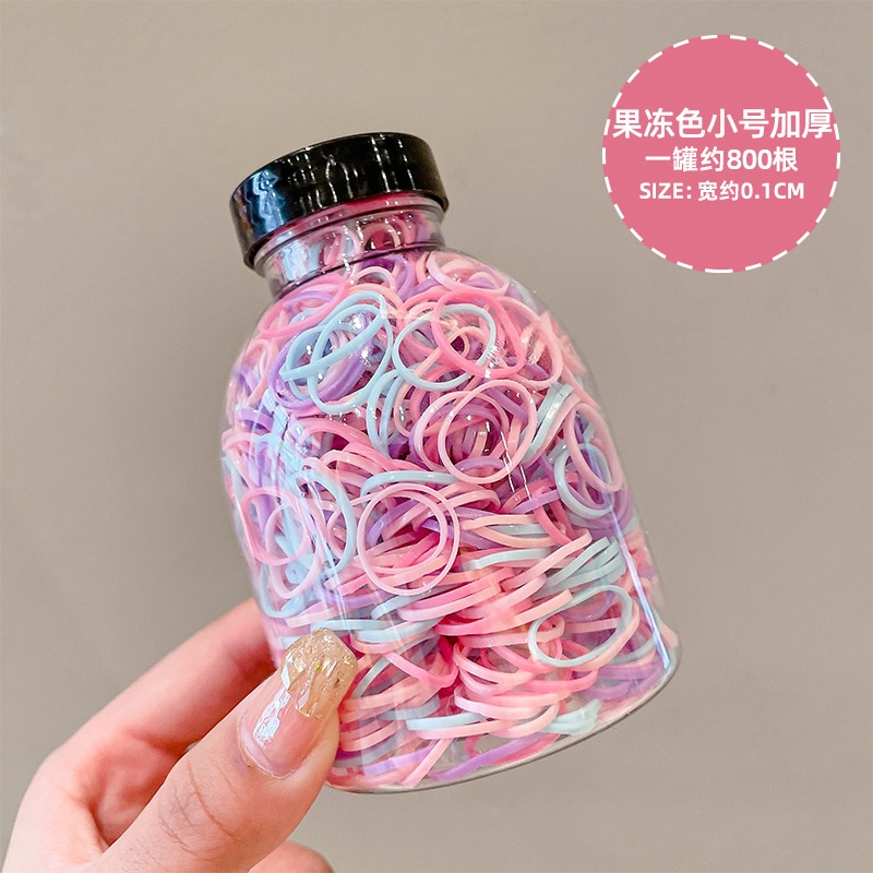 Set 1000 Dây Thun Buộc Tóc Nhiều Màu Cho Bé Trong Bình(Nắp Đen)