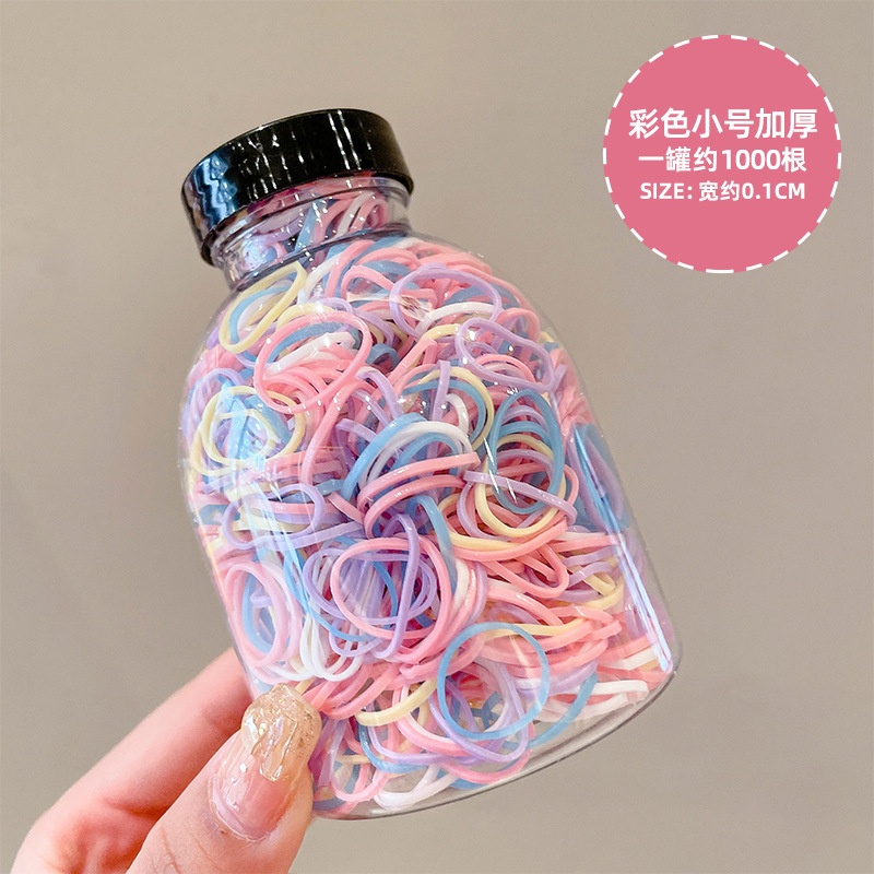 Set 1000 Dây Thun Buộc Tóc Nhiều Màu Cho Bé Trong Bình(Nắp Đen)