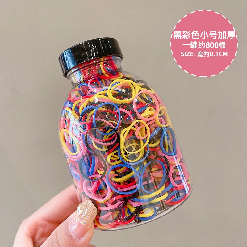 Set 1000 Dây Thun Buộc Tóc Nhiều Màu Cho Bé Trong Bình(Nắp Đen)
