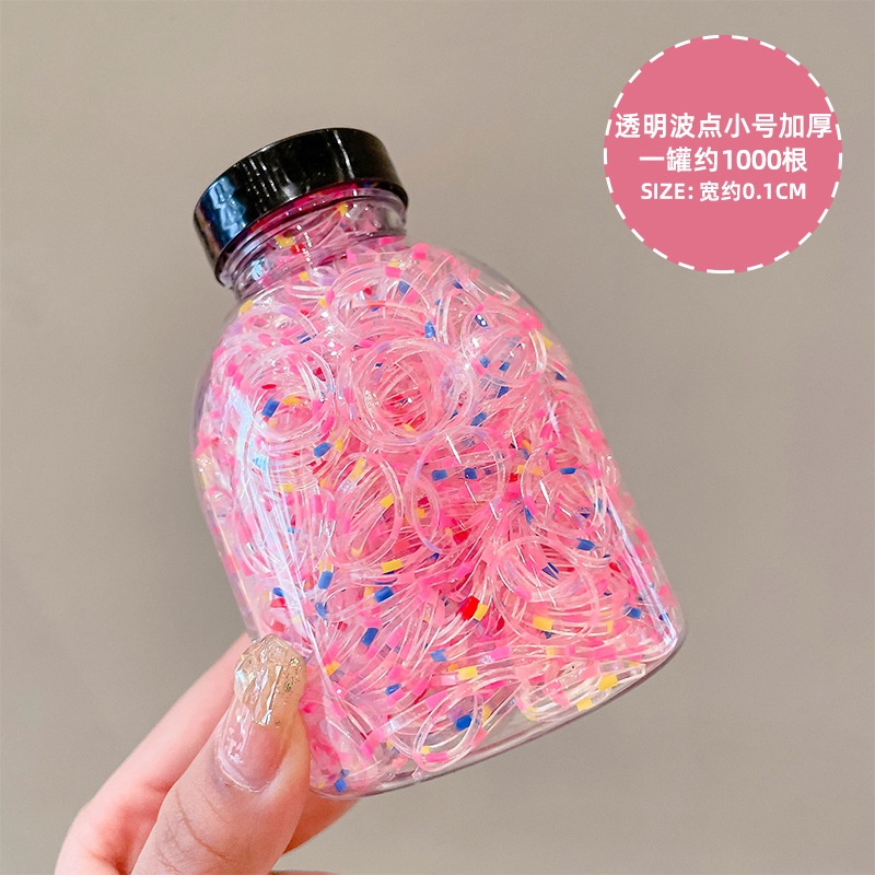 Set 1000 Dây Thun Buộc Tóc Nhiều Màu Cho Bé Trong Bình(Nắp Đen)