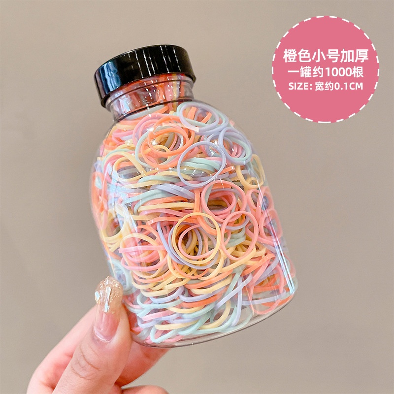 Set 1000 Dây Thun Buộc Tóc Nhiều Màu Cho Bé Trong Bình(Nắp Đen)