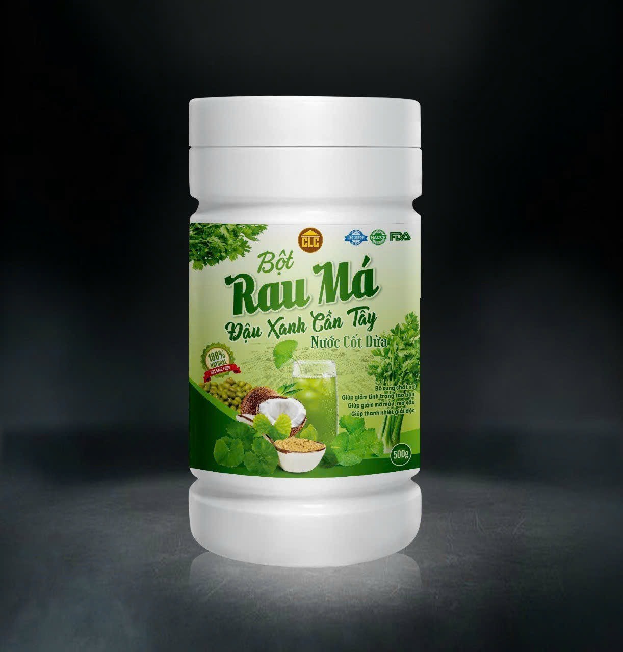 Bột Rau Má Đậu Xanh Cần Tây Nước Cốt Dừa 500g