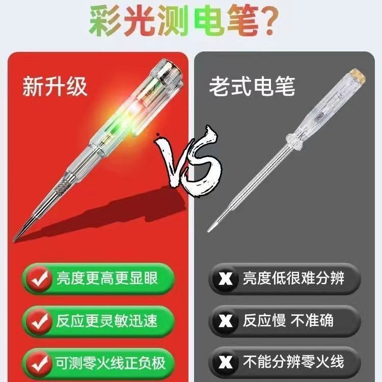 Bút Thử Điện Báo Đèn LED 2 Màu Siêu An Toàn(DƯƠNG SÁNG ĐỎ)