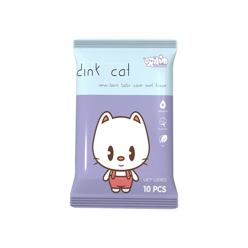 [BÁN LẺ 1 GÓI]   Gói Khăn Ướt Mini 10 Tờ Cute AI XIAO JIN