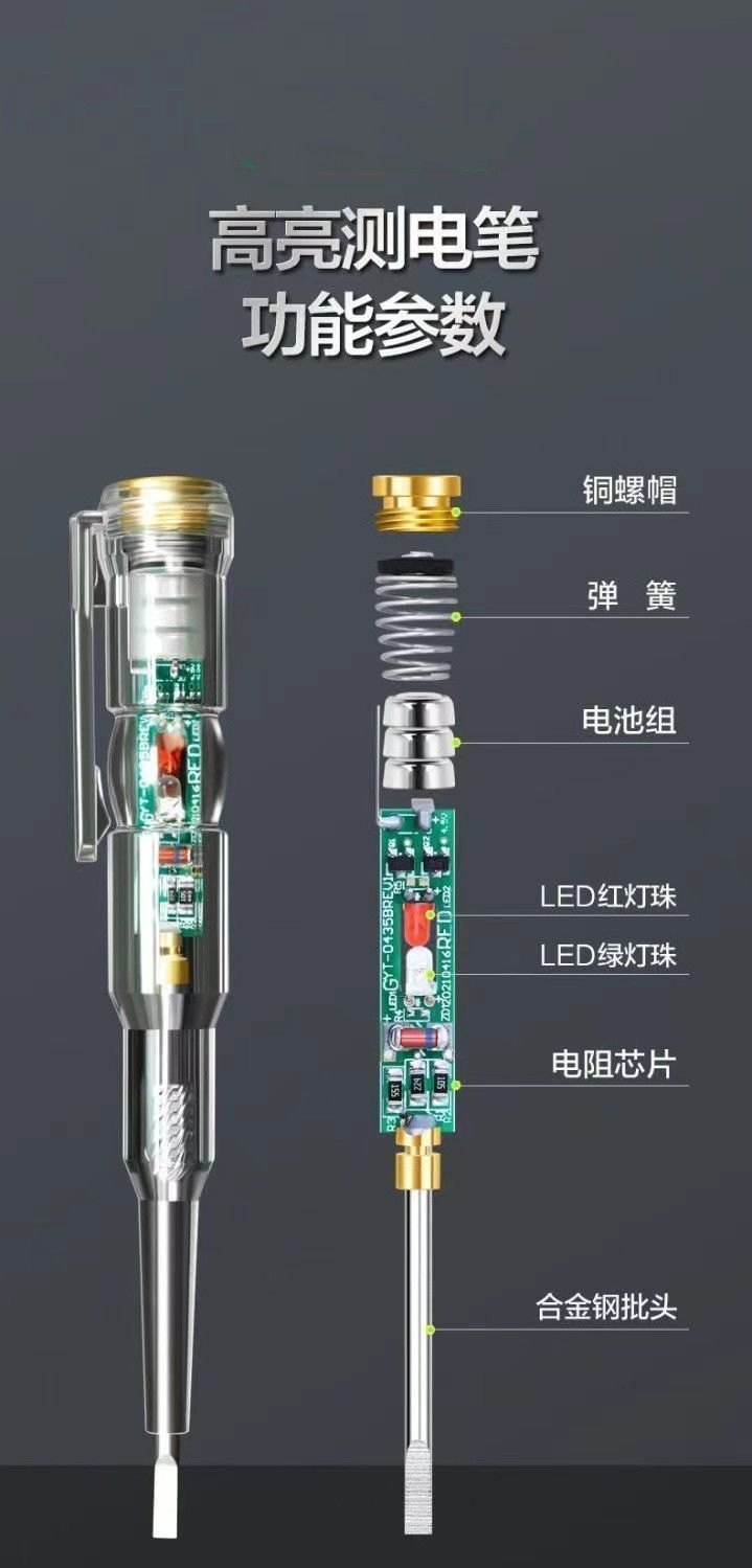 Bút Thử Điện Báo Đèn LED 2 Màu Siêu An Toàn(DƯƠNG SÁNG ĐỎ)
