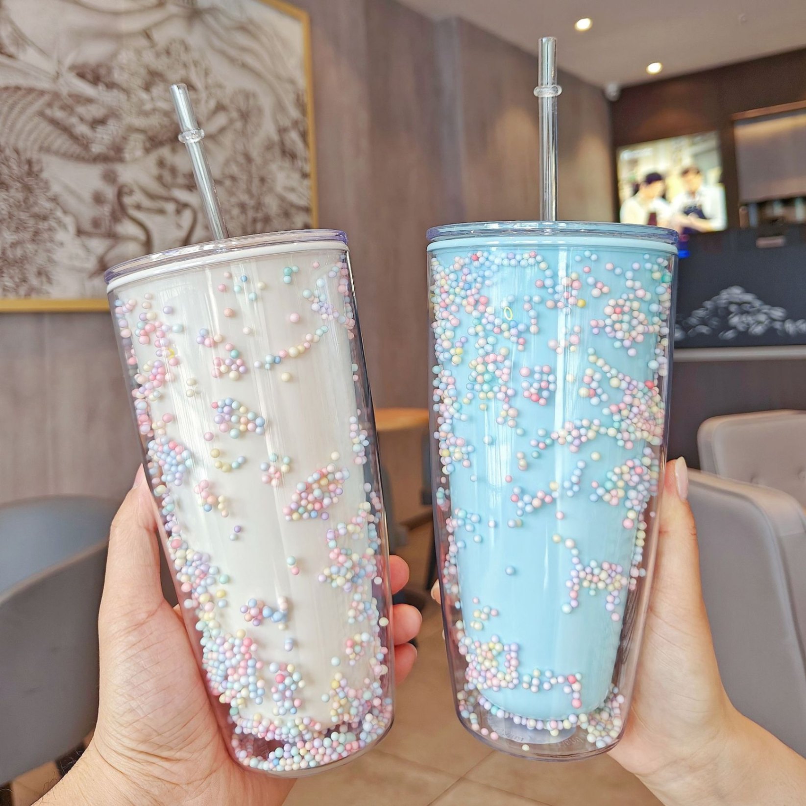 Cốc 2 Lớp Bọt Biển Xốp Loại Lớn 750ml Kèm Ống Hút MÃ 6171
