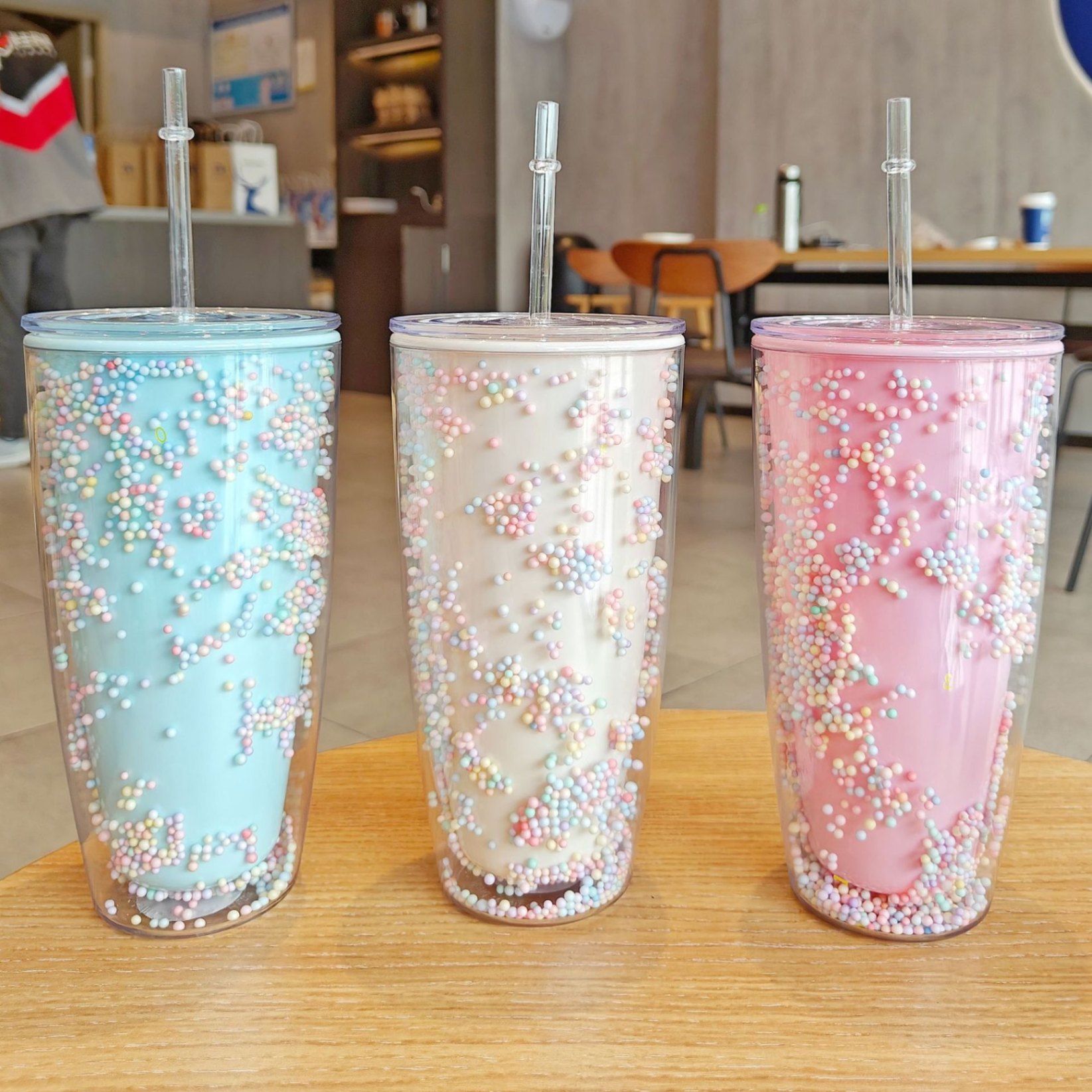 Cốc 2 Lớp Bọt Biển Xốp Loại Lớn 750ml Kèm Ống Hút MÃ 6171