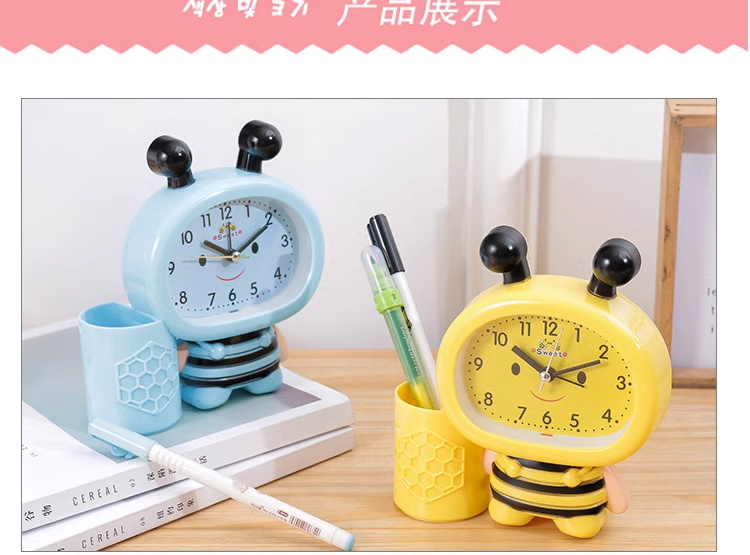 Đồng Hồ Đặt Bàn Hình Chú Ong Cute Có Báo Thức Và Ngăn Để Bút