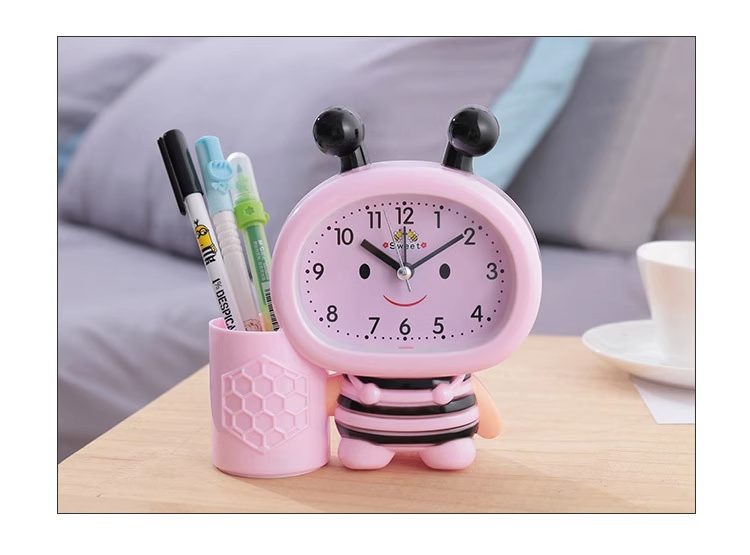 Đồng Hồ Đặt Bàn Hình Chú Ong Cute Có Báo Thức Và Ngăn Để Bút