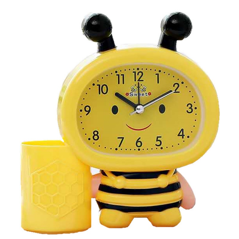 Đồng Hồ Đặt Bàn Hình Chú Ong Cute Có Báo Thức Và Ngăn Để Bút