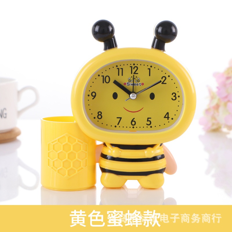 Đồng Hồ Đặt Bàn Hình Chú Ong Cute Có Báo Thức Và Ngăn Để Bút