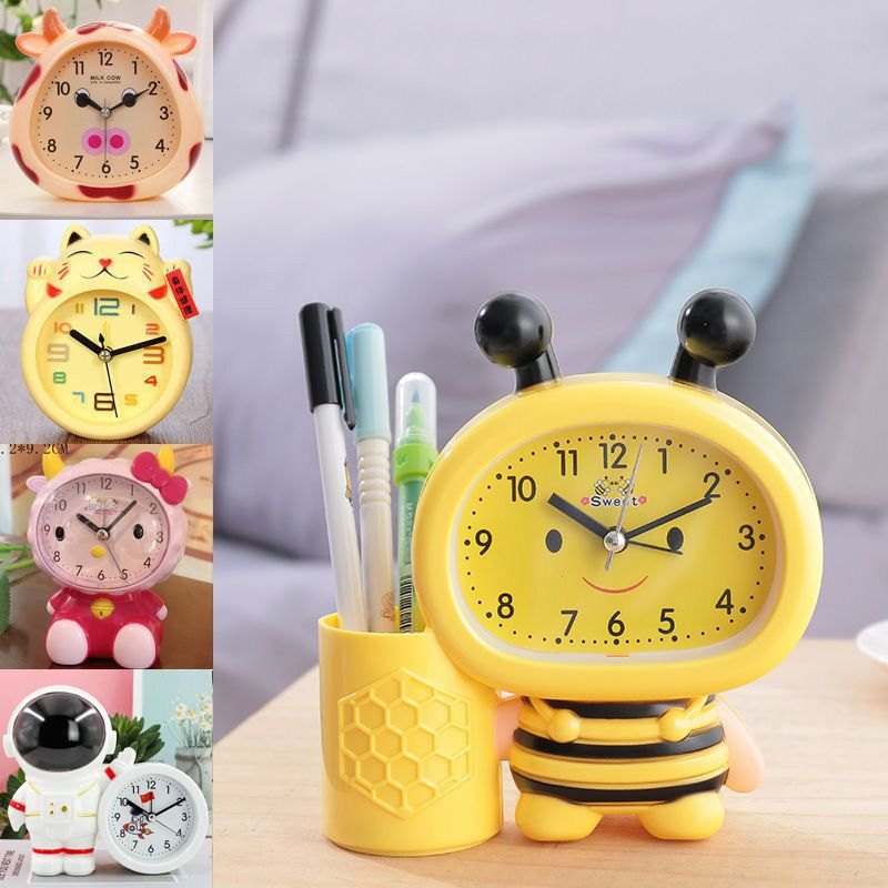 Đồng Hồ Đặt Bàn Hình Chú Ong Cute Có Báo Thức Và Ngăn Để Bút