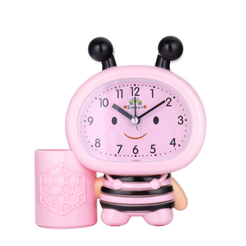 Đồng Hồ Đặt Bàn Hình Chú Ong Cute Có Báo Thức Và Ngăn Để Bút