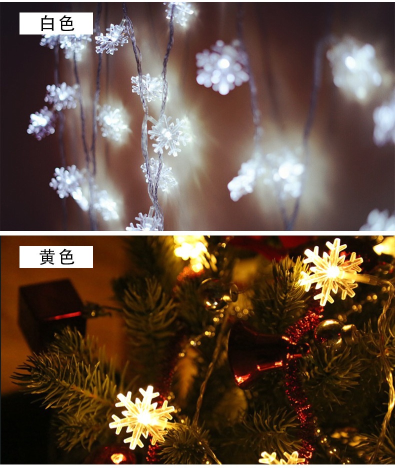 Đèn Dây LED Hình Bông Tuyết 3 Mét Trang Trí Cây Thông Noel,Cây Đào Quất Mai Tết(Chạy Pin/Ánh Sáng Vàng)