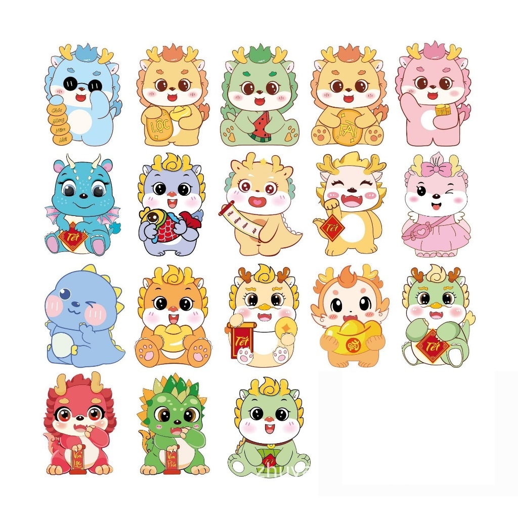 Set 10 Lì Xì Cute GIÁP THÌN 2024 MIX NHÂN VẬT HOẠT HÌNH