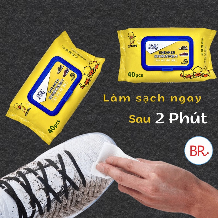 Gói 40 Khăn Ướt Lau Giày DUCKLING SNEAKER(Lau Giày Vịt Vàng)