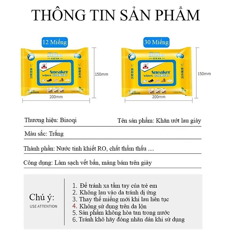 Gói 40 Khăn Ướt Lau Giày DUCKLING SNEAKER(Lau Giày Vịt Vàng)
