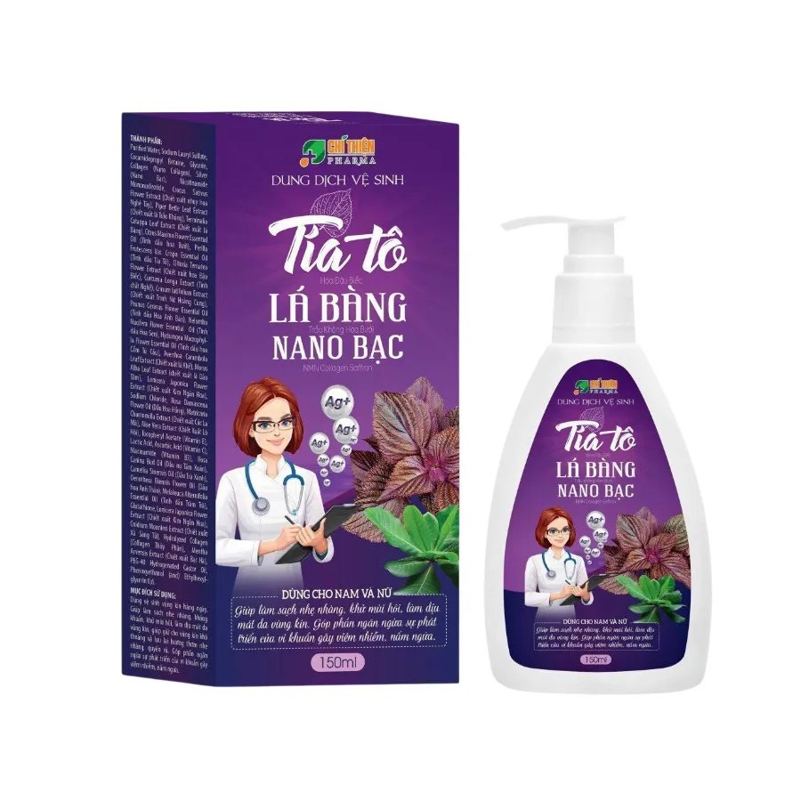 Dung Dịch Vệ Sinh Tía Tô Nano Bạc Collagen 150ml ( Chai Dẹp Tím )