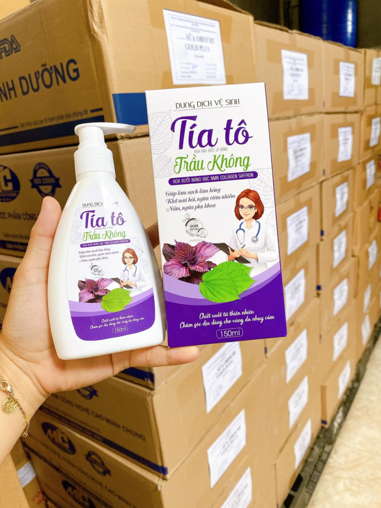 Dung Dịch Vệ Sinh Tía Tô Hoa Đậu Biếc Trầu Không NMN 150ml MV595447(Tím Trắng) - Tía Tô Trầu KhôngNMN