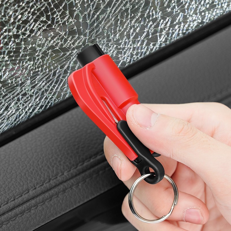Móc Khóa Búa Phá Kính Kèm Dao Cắt Dây Cứu Hộ Ô Tô Mini Siêu Tiện Lợi - MÀU NGẪU NHIÊN